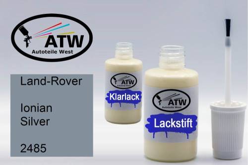 Land-Rover, Ionian Silver, 2485: 20ml Lackstift + 20ml Klarlack - Set, von ATW Autoteile West.